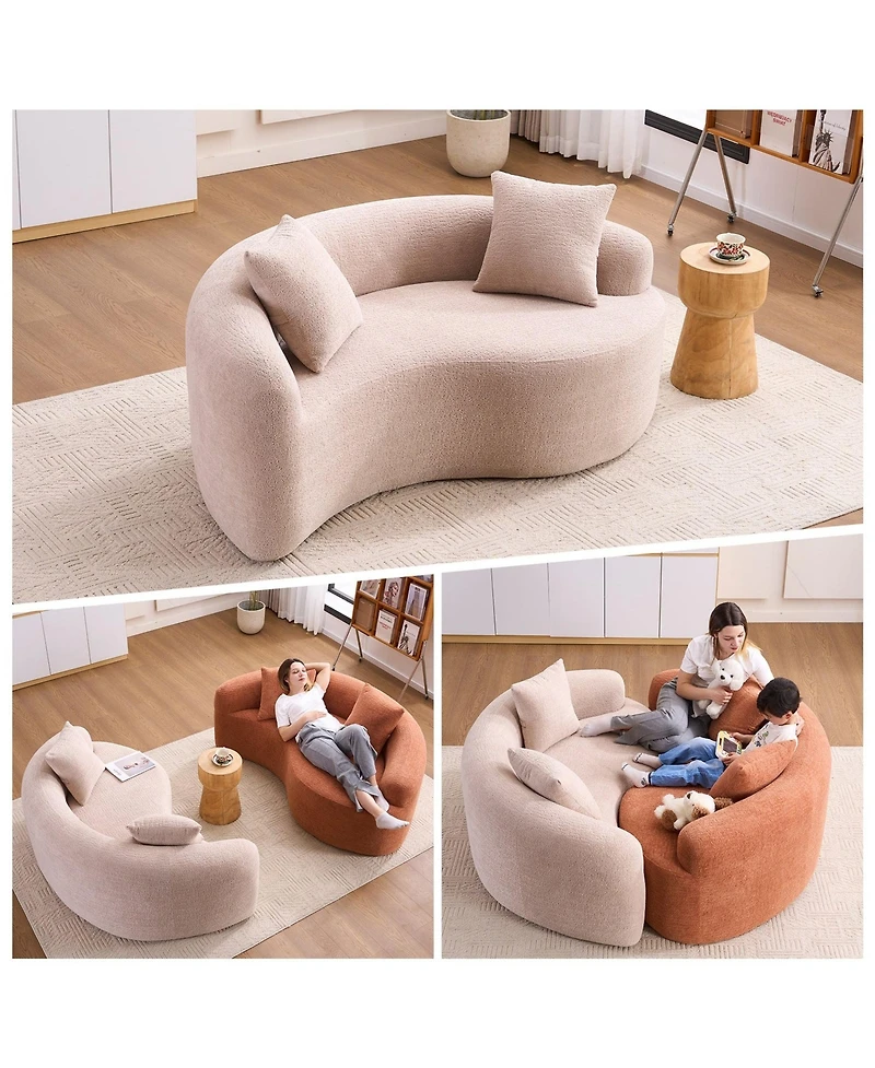 Sailvan S-Curved Chenille Sofa Loveseat, Dual-Depth, No Assembly, Compact for Small Spaces