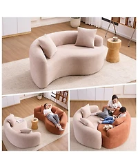 Sailvan S-Curved Chenille Sofa Loveseat, Dual-Depth, No Assembly, Compact for Small Spaces