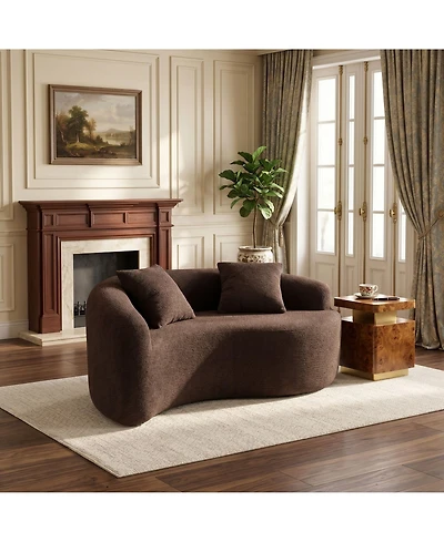 Sailvan S-Curved Chenille Sofa Loveseat, Dual-Depth, No Assembly, Compact for Small Spaces