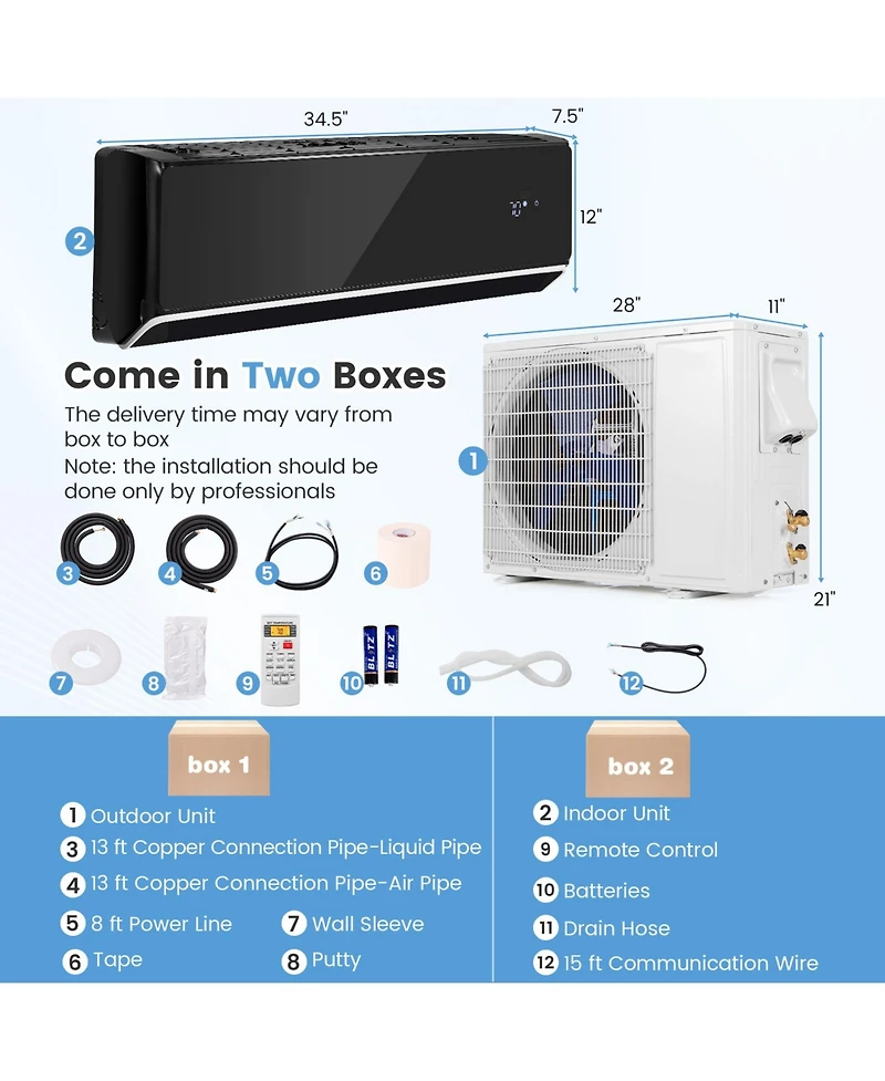 Gymax Btu Mini Split Air Conditioner and Heater SEER2 208-230V Ac Unit