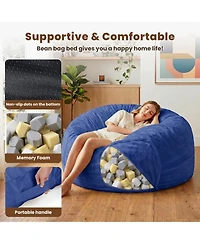 homfan Round Bean Bag Chair Memory Foam Velvet Convertible Floor Sofa for Living Room Bedroom Comfy Reading Lounger
