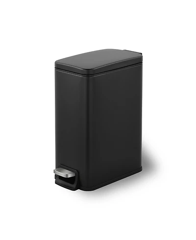 Mega Casa 1.6 Gallon Stainless Steel Slim Bathroom Trash Can with Lid, Small Garbage Can, Black