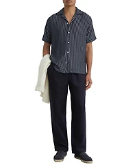 Reiss Men's Griff Textured Stripe Cuban Shirt