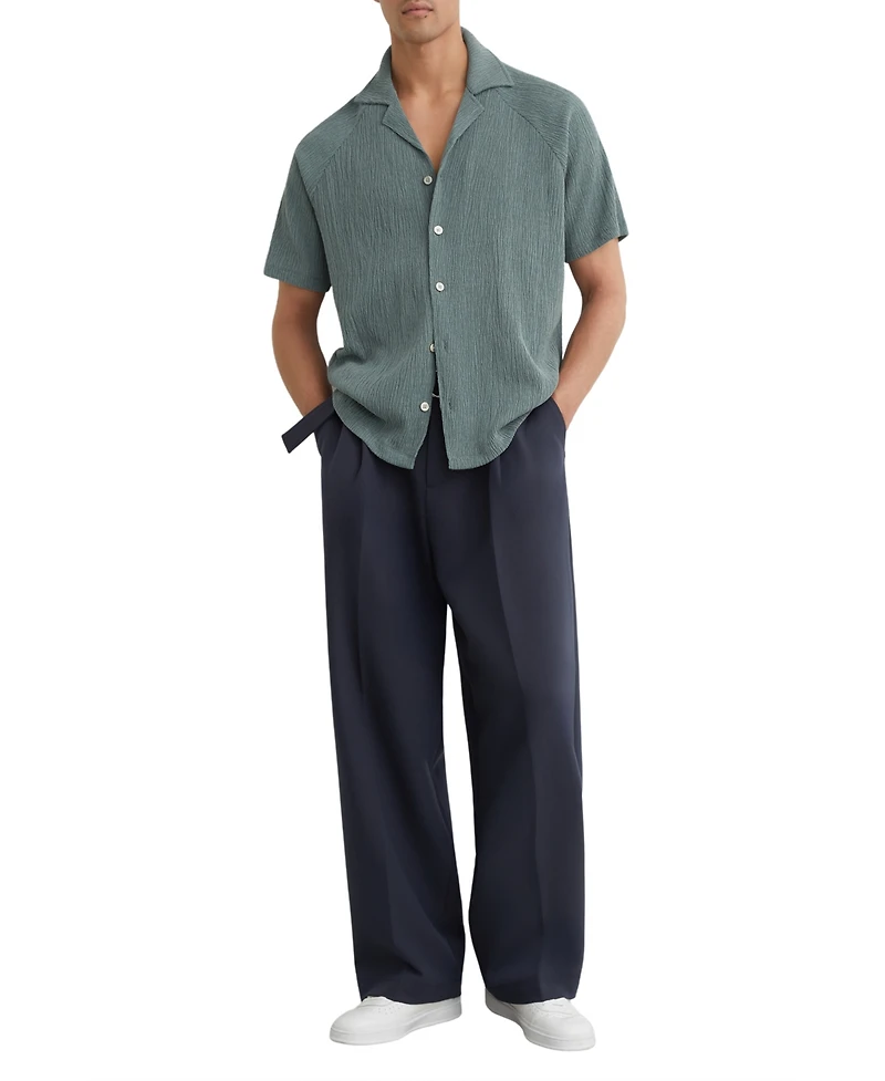 Reiss Men's Knox Textured Raglan Cuban Shirt