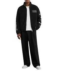 Reiss Men's Nylo Logo Embroidered Fleece Jacket