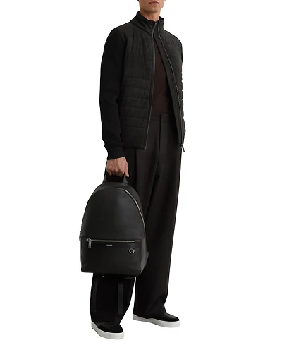 Reiss Men's Bram Zip Through Funnel Quilted Hybrid Jacket