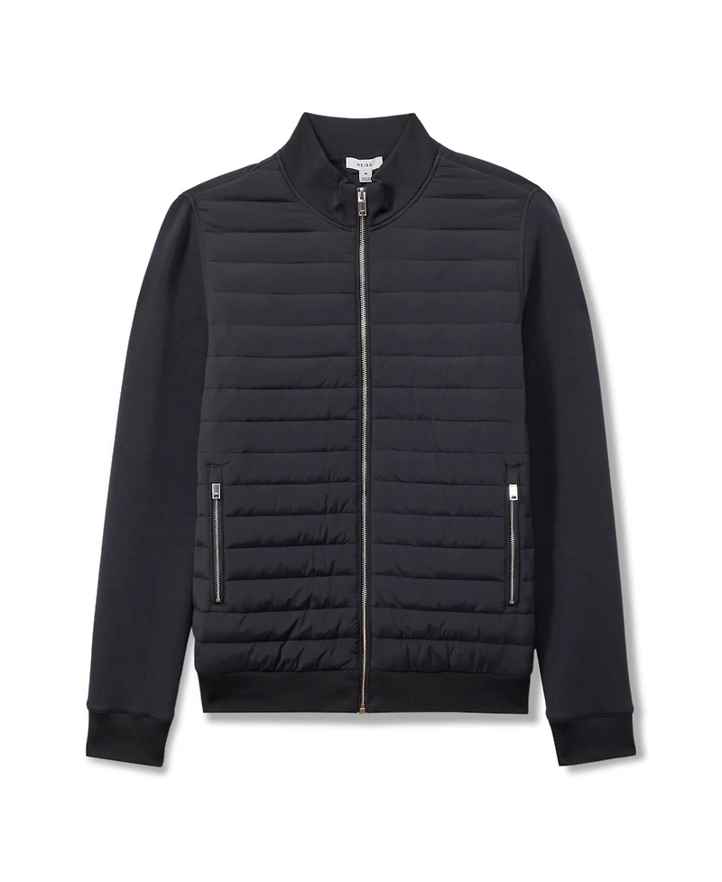 Reiss Men's Hybrid Quilt and Interlock Zip Jacket
