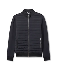Reiss Men's Hybrid Quilt and Interlock Zip Jacket