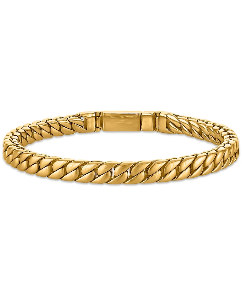 Esquire Men's Jewelry Polished Double Layer Chain Bracelet in Yellow-Plated Stainless Steel