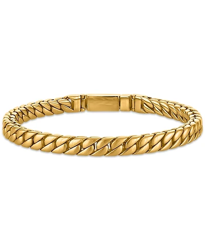 Esquire Men's Jewelry Polished Double Layer Chain Bracelet in Yellow-Plated Stainless Steel