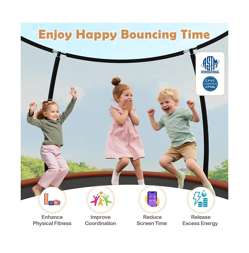 Ruie 12 ft Heavy-Duty Outdoor Trampoline with Enclosure Net 1100 lb Capacity