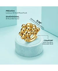 Rachel Glauber 14K Gold Plated Bead Ball Cluster Bouquet Adjustable Statement Ring
