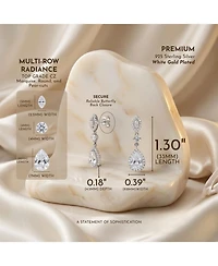 Sterling Silver with Rhodium Plated Clear Pear with Round and Marquise Cubic Zirconia Accent Dangle Earrings
