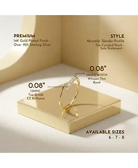 14k Yellow Gold Plated with Cubic Zirconia Bypass Stacking Ring Sterling Silver