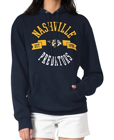 G-iii 4Her by Carl Banks Women's Navy Nashville Predators City Graphic Fleece Pullover Hoodie