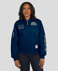 Wear by Erin Andrews Women's College Navy Seattle Seahawks Patch Full-Zip Bomber Jacket
