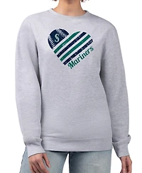 G-iii 4Her by Carl Banks Women's Heather Gray Seattle Mariners Heart Logo Fleece Pullover Sweatshirt