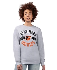 G-iii 4Her by Carl Banks Women's Heather Gray Baltimore Orioles Team Logo Fleece Pullover Sweatshirt