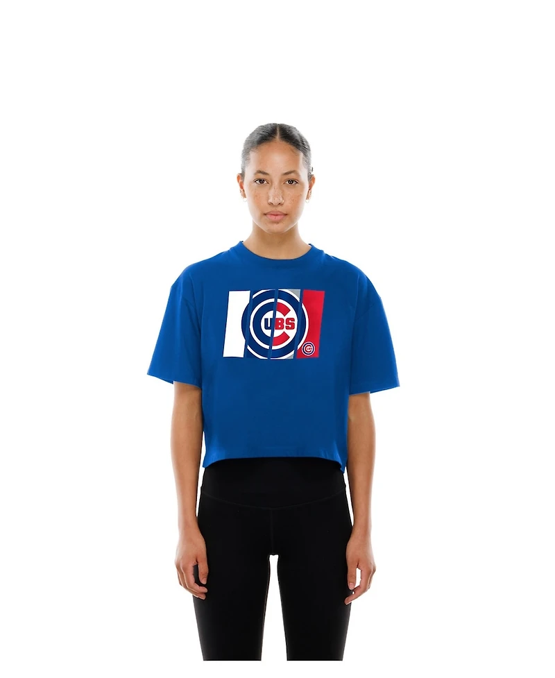 New Era Women's Royal Chicago Cubs Boxy Foil Logo T-Shirt