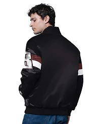 Starter Men's Black Kyle Busch Triple Option Satin Varsity Full-Snap Jacket