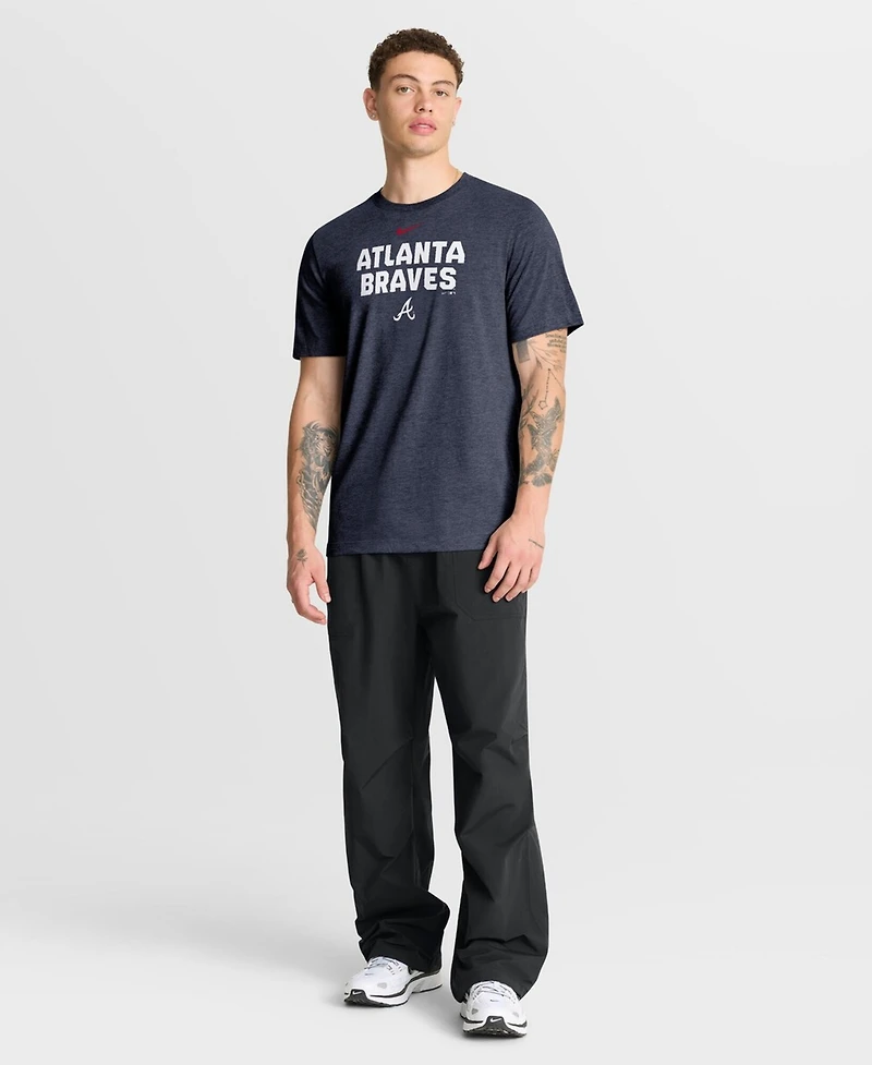 Nike Men's Heather Navy Atlanta Braves Stacked Tri-Blend T-Shirt