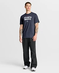 Nike Men's Heather Navy Atlanta Braves Stacked Tri-Blend T-Shirt
