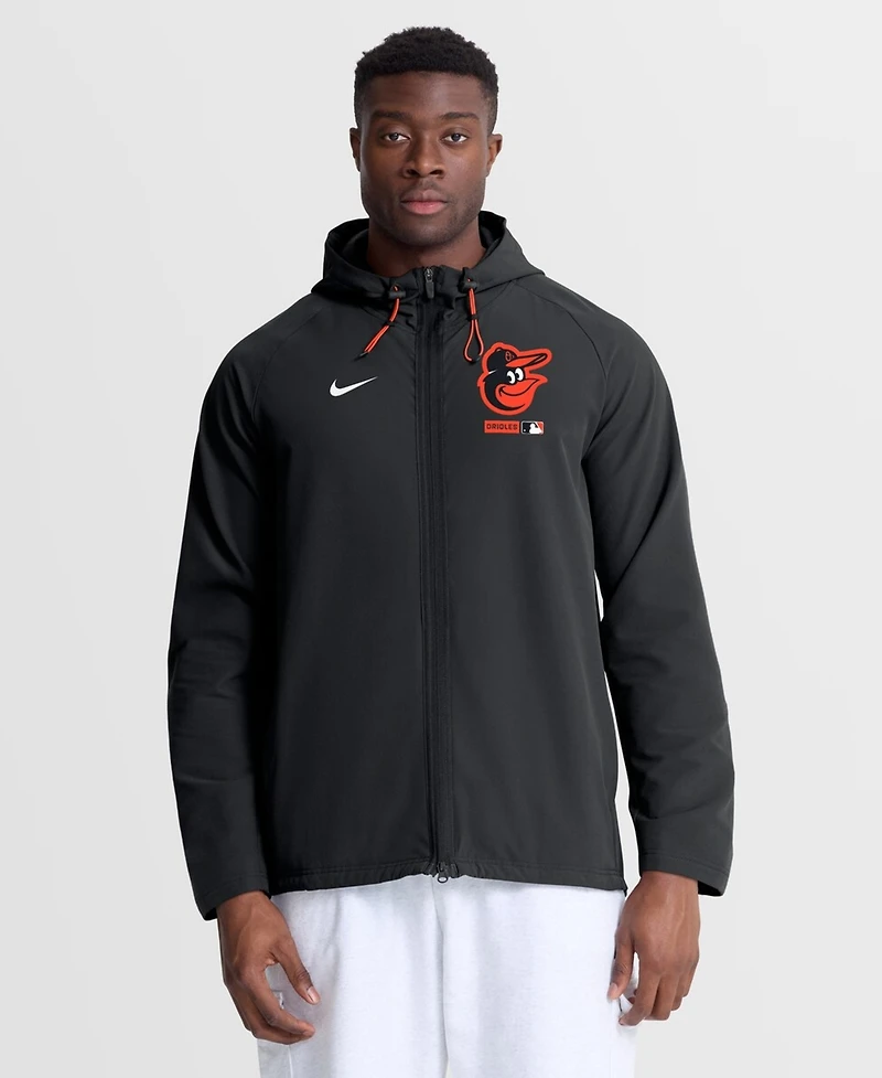 Nike Men's Black Baltimore Orioles Authentic Collection Raglan Therma-fit Full-Zip Hooded Jacket