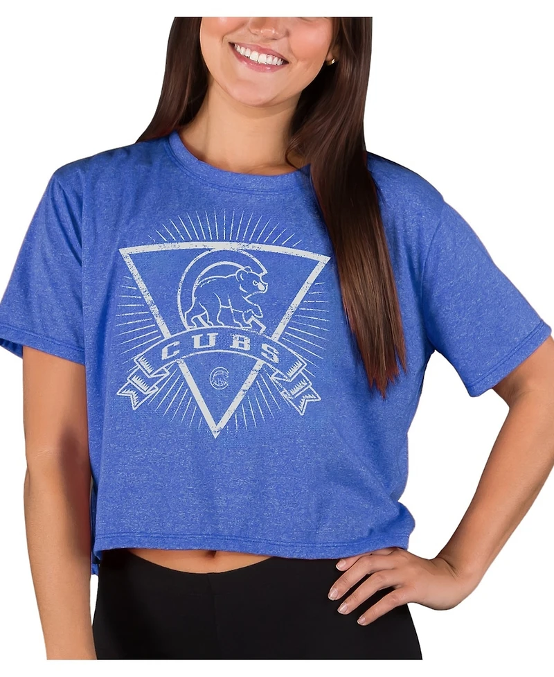 Concepts Sport Women's Concepts Heather Royal Chicago Cubs Distressed Quest Boxy Cropped Top