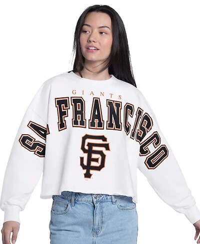 G-iii 4Her by Carl Banks Women's White San Francisco Giants Bleachers Cropped Pullover Sweatshirt