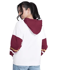 G-iii 4Her by Carl Banks Women's White/Wine Cleveland Cavaliers Key Player Oversized Hooded Long Sleeve T-Shirt