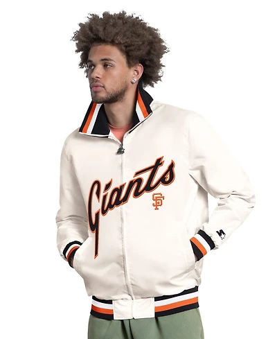 Starter Men's White San Francisco Giants The Captain Cooperstown Logo Full-Zip Varsity Jacket