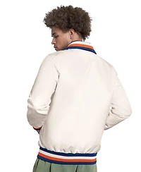 Starter Men's White New York Mets The Captain Cooperstown Logo Full-Zip Varsity Jacket