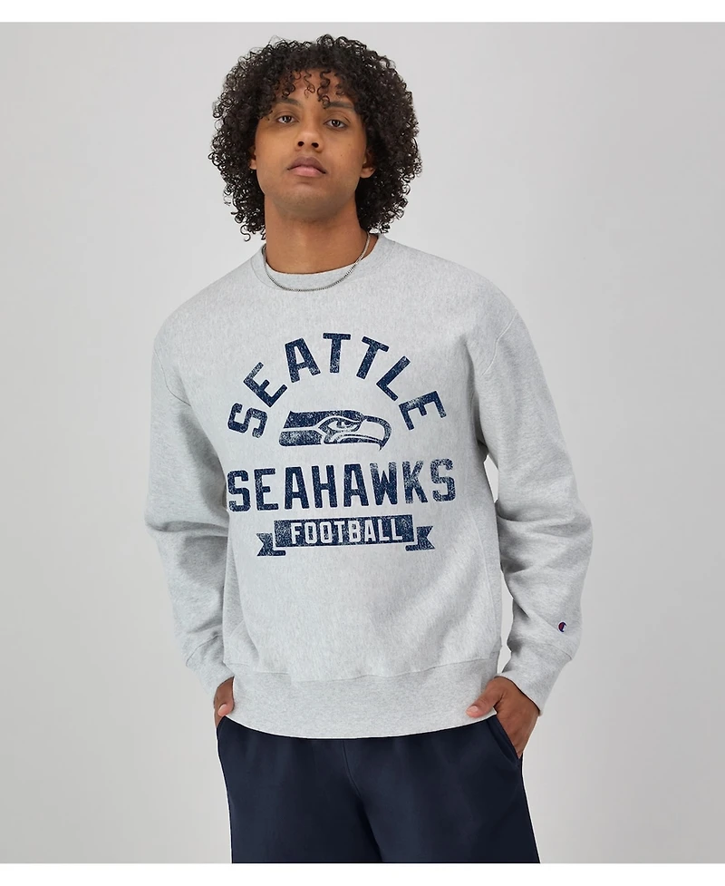 Champion Men's Heather Gray Seattle Seahawks Reverse Weave Fleece Pullover Sweatshirt