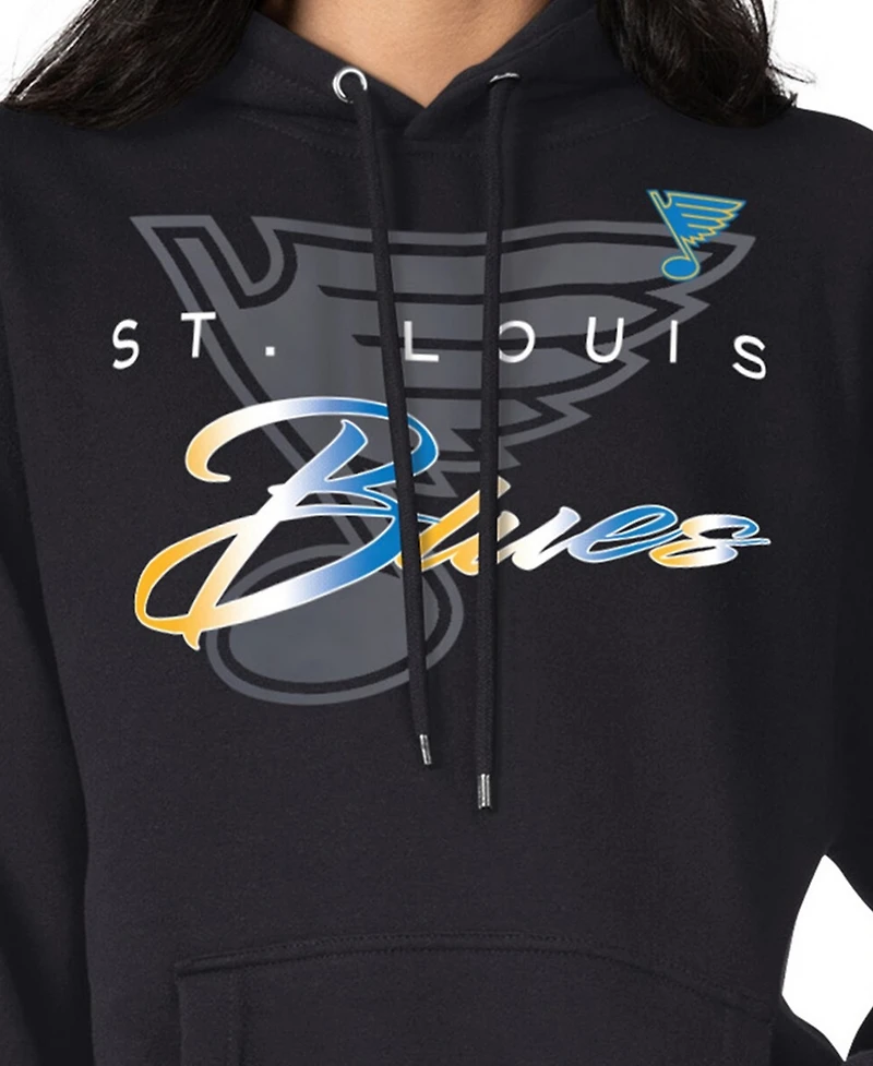 G-iii 4Her by Carl Banks Men's Black St. Louis Blues Shadow Logo Fleece Pullover Hoodie