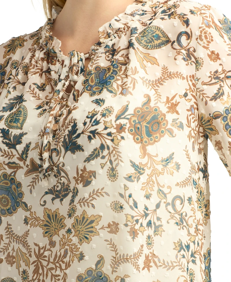 Bcx Women's Print Clip Dot Top