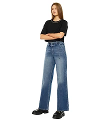 KanCan Women's Leah Ultra High Rise Wide Leg Jeans
