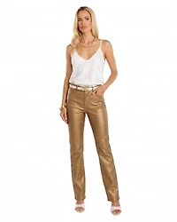 The Noli Shop Women's Aria Coated Flare Jean Metallic