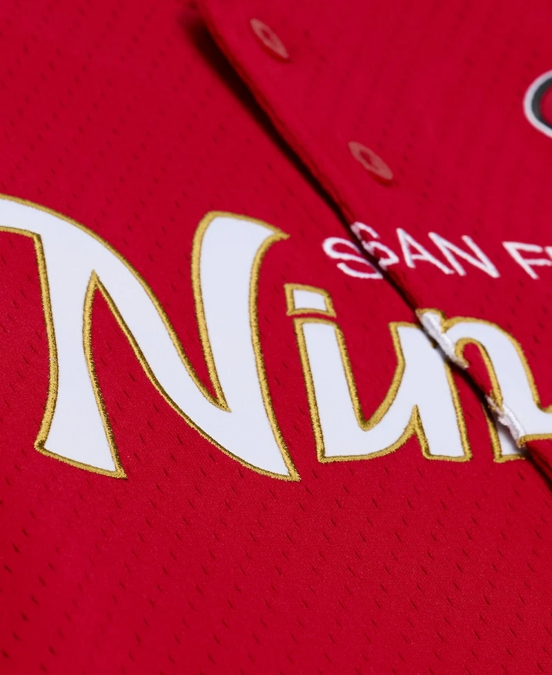 Mitchell & Ness Men's Scarlet San Francisco 49ers Head Coach Mesh Full-Button Fashion Jersey