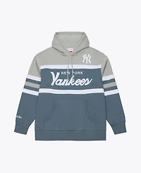 Mitchell & Ness Men's Gray New York Yankees Cooperstown Collection Thunderstorm Head Coach Hoodie