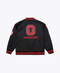 Mitchell Ness Men's Black Ohio State Buckeyes Double Clutch Lightweight Satin Full-Snap Jacket