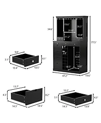 Homsee Modern Wine Cabinet - Coffee Bar Cabinet with 9 Drawers | Storage Sideboard with Wine Glass Holder for Living Room