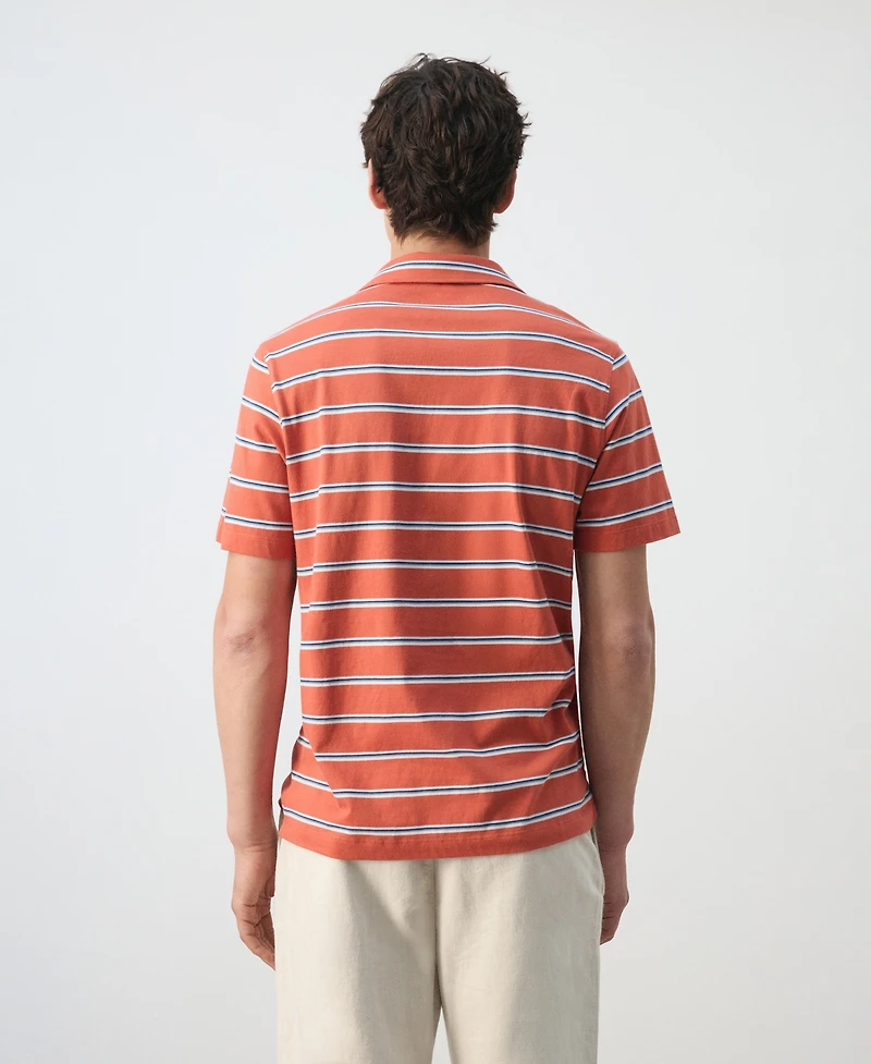 Mango Men's Regular-Fit Striped Pique Cotton Polo Shirt