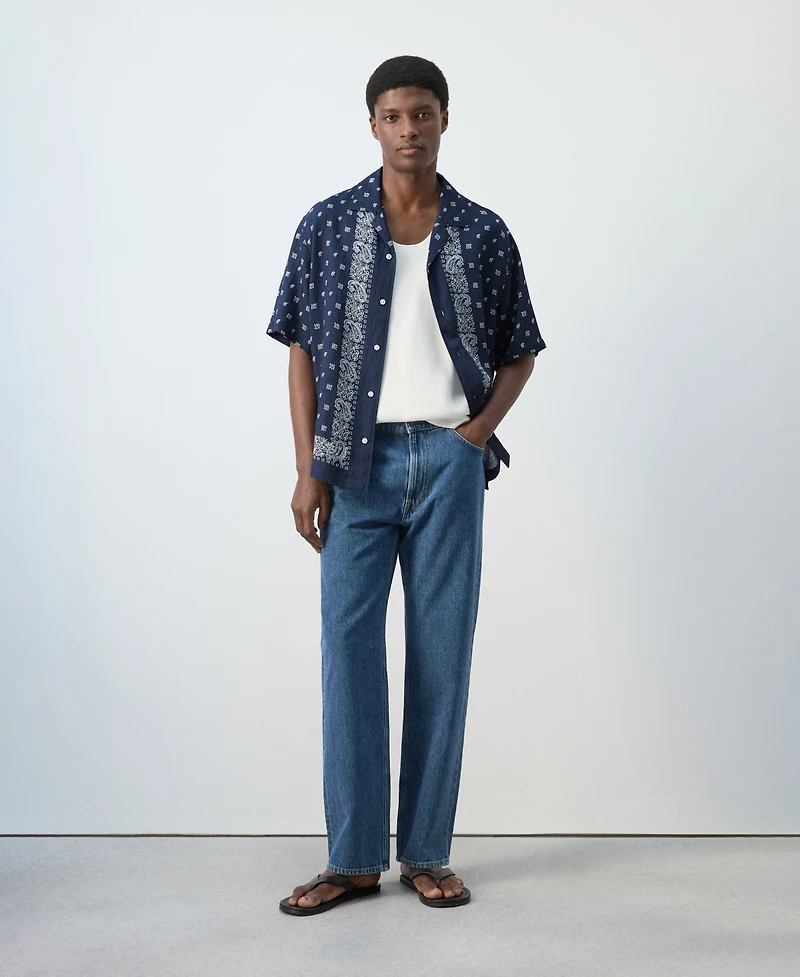 Mango Men's Printed Fluid Regular-Fit Shirt