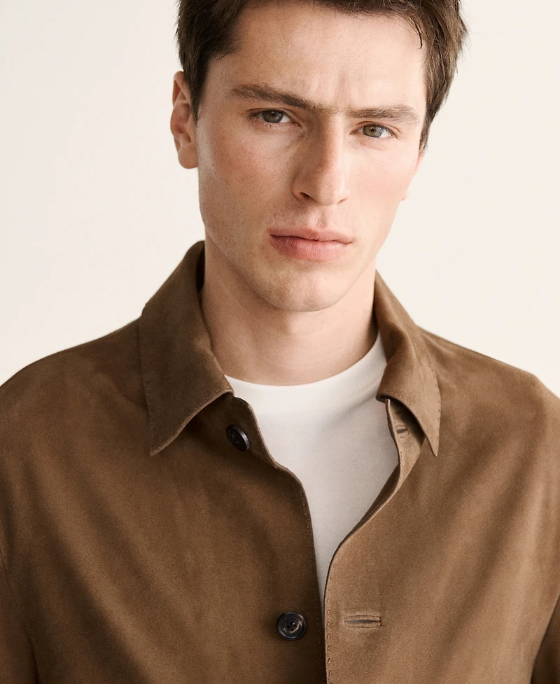 Mango Men's Leather Pockets Jacket