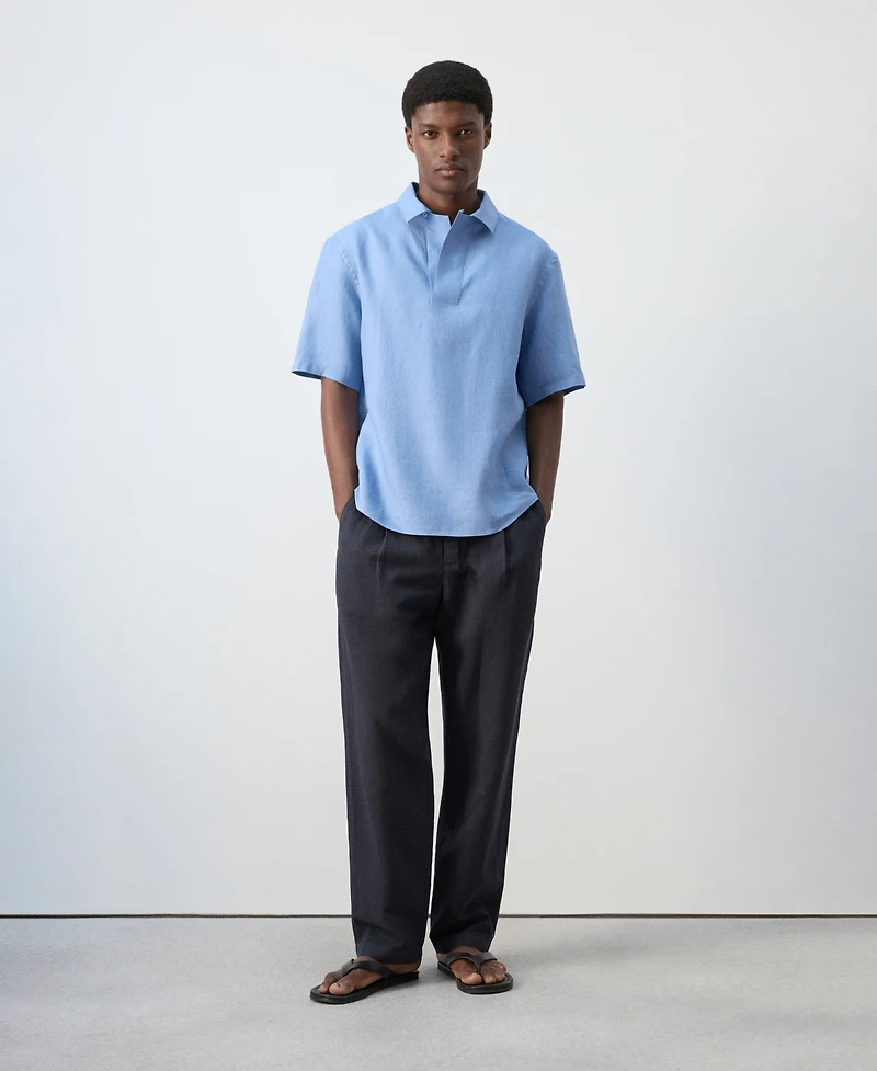 Mango Men's Linen Polo Shirt
