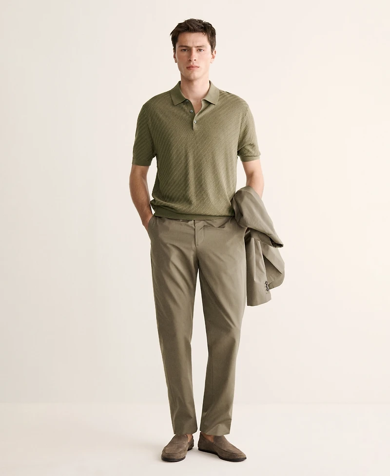 Mango Men's Fine Cable-Knit Polo Shirt