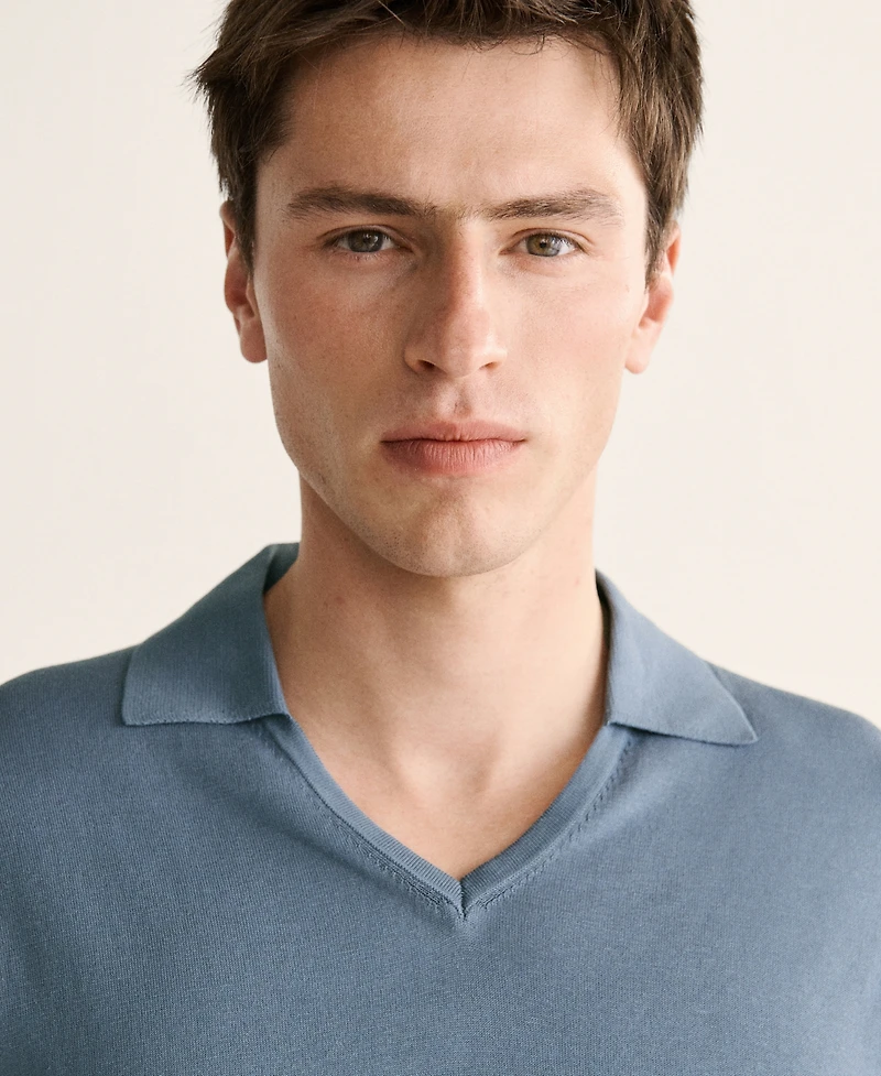 Mango Men's Fine-Knit Cotton Polo Shirt