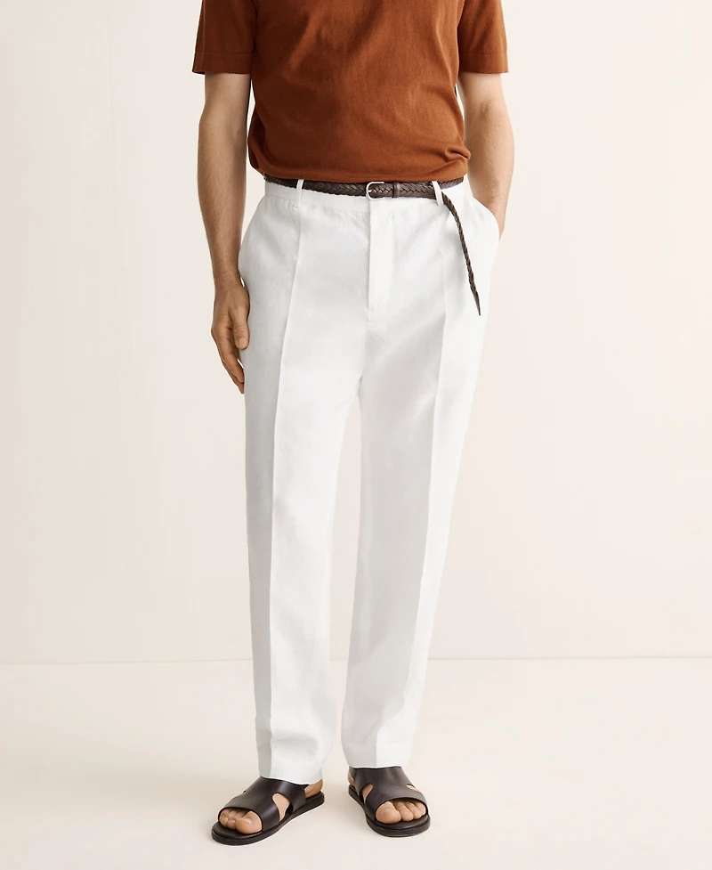 Mango Men's Linen Regular-Fit Pants