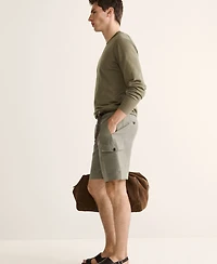 Mango Men's Cargo Linen 9.06" Bermuda Shorts