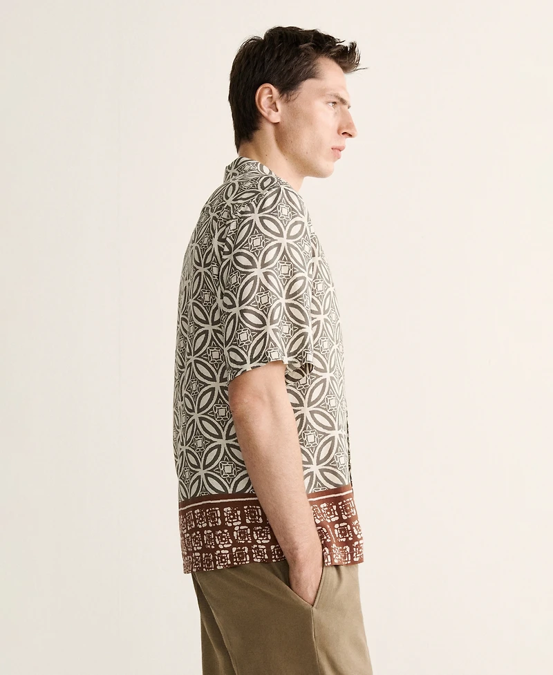 Mango Men's Printed Bowling Shirt